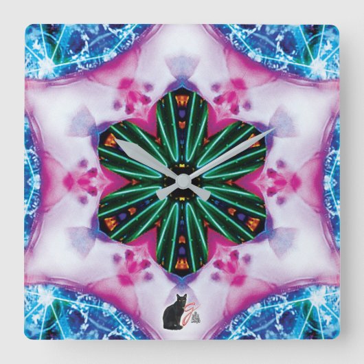 Pinkie Kaleidoscope Vierkante Klok (Voorkant)
