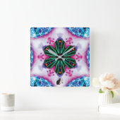 Pinkie Kaleidoscope Vierkante Klok (Huis)
