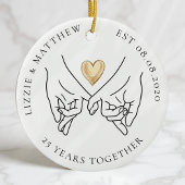 Pinkie Promise Heart Wedding Jubileum Foto Keramisch Ornament