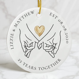 Pinkie Promise Heart Wedding Jubileum Foto Keramisch Ornament