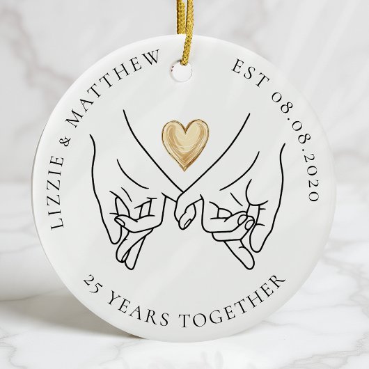 Pinkie Promise Heart Wedding Jubileum Foto Keramisch Ornament
