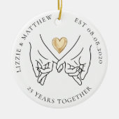 Pinkie Promise Heart Wedding Jubileum Foto Keramisch Ornament (Voorkant)