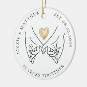 Pinkie Promise Heart Wedding Jubileum Foto Keramisch Ornament (Links)