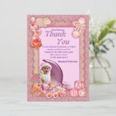 Pinkie-Roos New Baby Girl Hartelijk dank Bedankkaart (Staand voorkant)