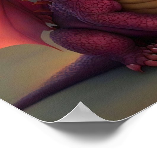 Pinkie - Roze Draak met een Roos Poster Kunst (Hoek)