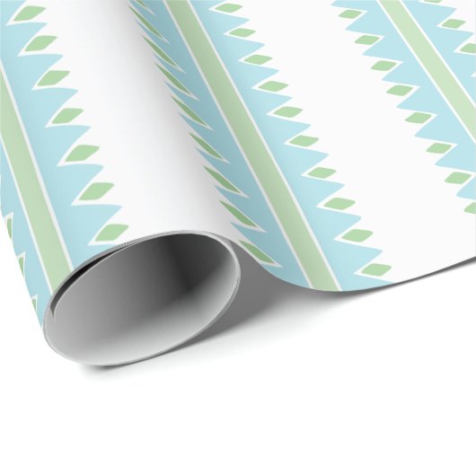 Pinking Stripe in Green and Aqua Cadeaupapier (Rol Hoek)