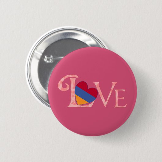 Pinkish Armenian LOVE Ronde Button 5,7 Cm (Voorkant /achterkant)