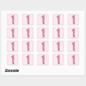 Pinkish Floral Colorful Month Number 1 Vierkante Sticker (Vel)