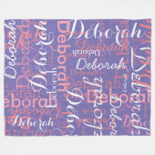 Pinkish Namen Typografie maagdenpalmkleur Fleece Deken (Voorkant (Horizontaal))