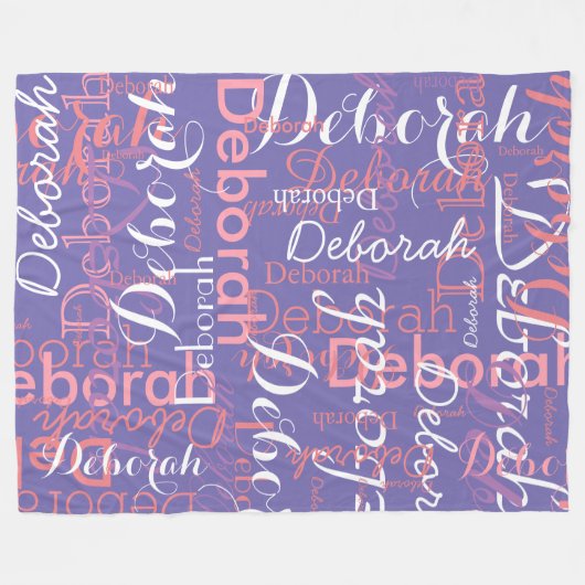 Pinkish Namen Typografie maagdenpalmkleur Fleece Deken (Voorkant (Horizontaal))