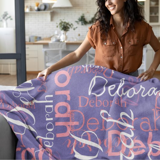 Pinkish Namen Typografie maagdenpalmkleur Fleece Deken