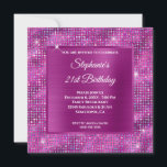 Pinkish Paars Diamond Studded Folie 21st Birthday Kaart<br><div class="desc">Creëer je eigen fancy, stijlvolle feestelijke vierkant voor je beste vriend. De bekleding is voorzien van een vierkante roze, paarse en magenta folie van geborsteld metaal voor haar uitnodigingsinformatie. U kunt de witte doopvontstijlen, de kleur en de grootte aanpassen. Op de achtergrond is een faux sparkly pinkish paars gekleurde diamantjuweelglitter...</div>