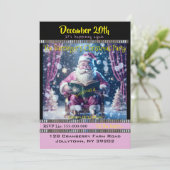 Pinkish Santa Snow Day Kerstfeest uitnodiging (Staand voorkant)