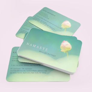 © Pinkish White Lotus Flower Greenery Visitekaartje