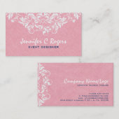 PinkLinen White Floral Lace Event Designer Visitekaartje (Voorkant / Achterkant)