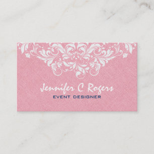 PinkLinen White Floral Lace Event Designer Visitekaartje