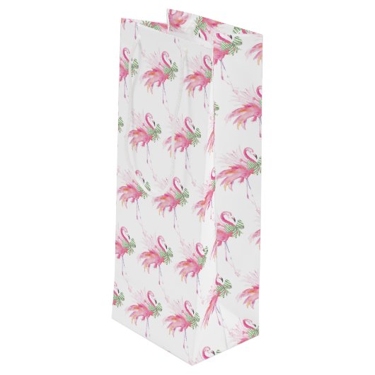 Pinkmas Flamingo Kerst Wijn Gift Bag Cadeautas (Achterkant Gekanteld)