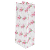 Pinkmas Flamingo Kerst Wijn Gift Bag Wijn Cadeautas (Achterkant Gekanteld)