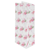 Pinkmas Flamingo Kerst Wijn Gift Bag Wijn Cadeautas (Voorkant Gekanteld)