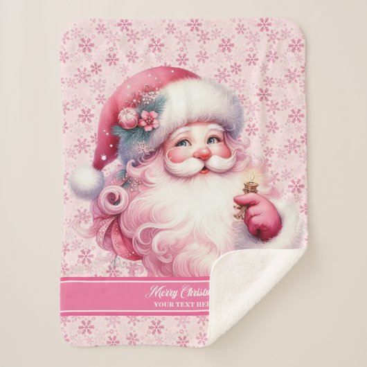 Pinkmas Gepersonaliseerde Santa Blanket voor Gezel Sherpa Deken (Voorkant)
