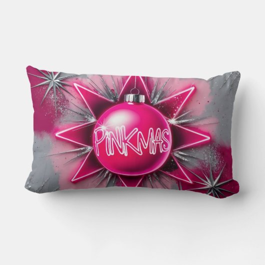 Pinkmas – Neon Holiday Pop Art Kussen (Achterkant)
