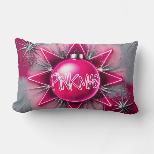 Pinkmas – Neon Holiday Pop Art Kussen (Voorkant)