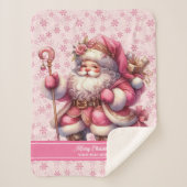 Pinkmas Santa Blanket Meisjes Gepersonaliseerd Gez Sherpa Deken (Voorkant)