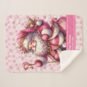 Pinkmas Santa Blanket Meisjes Gepersonaliseerd Gez Sherpa Deken (Voorkant (horizontaal))