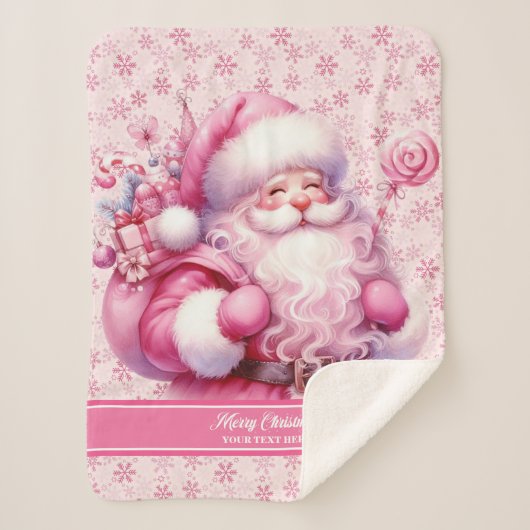 Pinkmas Santa Girls Deken met aangepaste naam (Voorkant)