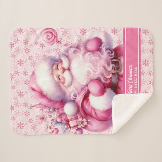 Pinkmas Santa Girls Deken met aangepaste naam (Voorkant (horizontaal))