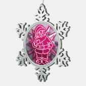 Pinkmas Santa – Neon Holiday Pop Art Tin Sneeuwvlok Ornament (Rechts)