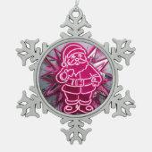 Pinkmas Santa – Neon Holiday Pop Art Tin Sneeuwvlok Ornament (Voorkant)