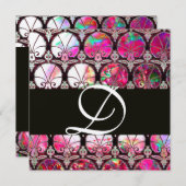 PINKMOEDER VAN PEARL DAMASK CARNATIONS MONOGRAM KAART (Voorkant / Achterkant)