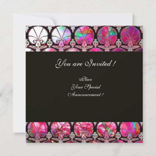 PINKMOEDER VAN PEARL DAMASK CARNATIONS MONOGRAM KAART (Achterkant)