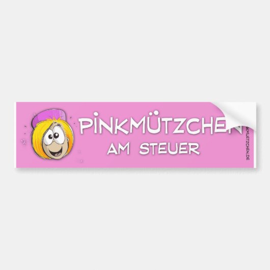 Pinkmützchen am Steuer Bumpersticker (Voorkant)