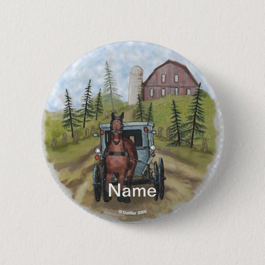 Pinknop Amish Town Day Ronde Button 5,7 Cm (Voorkant)
