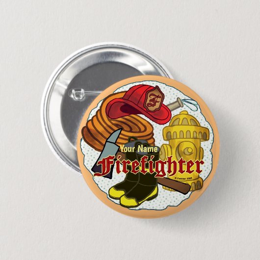 Pinknop Brandweergereedschap Ronde Button 5,7 Cm (Voorkant /achterkant)