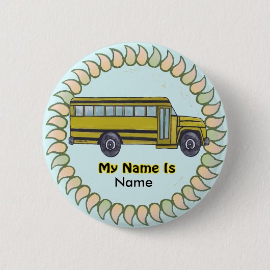 Pinknop School Bus Ronde Button 5,7 Cm (Voorkant)