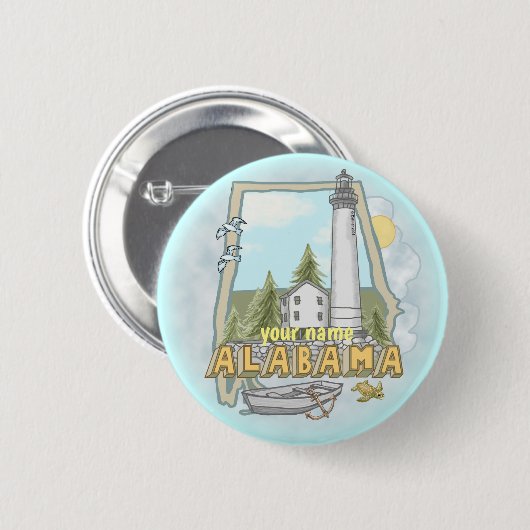 Pinknop voor Alabama Lighthouse Ronde Button 5,7 Cm (Voorkant /achterkant)