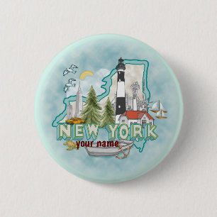 Pinknop voor New York Lighthouse Ronde Button 5,7 Cm