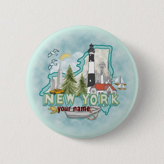 Pinknop voor New York Lighthouse Ronde Button 5,7 Cm (Voorkant)