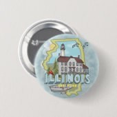 Pinknop voor vuurtoren van Illinois Ronde Button 5,7 Cm (Voorkant /achterkant)