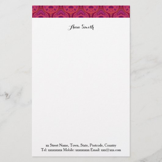 Pinkoinko - Gevederde Paisley Briefpapier (Voorkant)