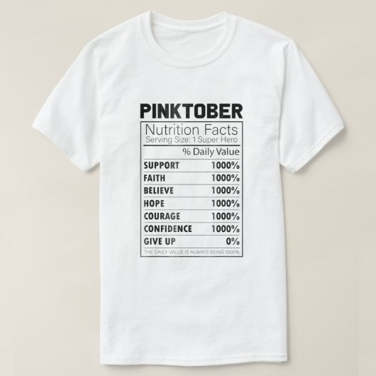 Pinkoktober Nutrition Facts Fight Breast Cancer Su T-shirt (Design voorkant)