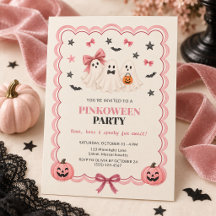Pinkoween Coquette Halloween-feest uitnodiging