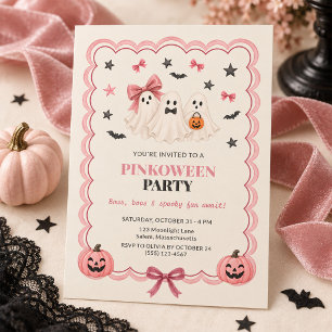 Pinkoween Coquette Halloween-feest uitnodiging