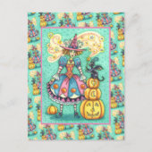 PINKPARTIJ WITCH IS HALLOEEN MAGIC, ZWARTE CAT FEESTDAGENKAART (Voorkant)