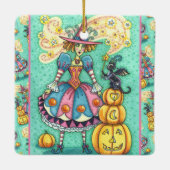 PINKPARTIJ WITCH IS HALLOEEN MAGIC, ZWARTE CAT KERAMISCH ORNAMENT (Achterkant)