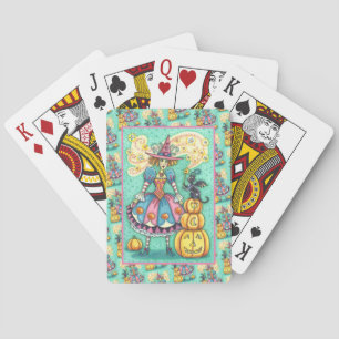 PINKPARTIJ WITCH IS HALLOEEN MAGIC, ZWARTE CAT POKERKAARTEN