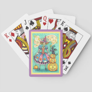 PINKPARTIJ WITCH IS HALLOEEN MAGIC, ZWARTE CAT POKERKAARTEN